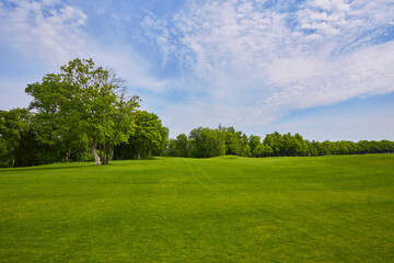 Fototapeta na wymiar View of Golf Course with beautiful green field.