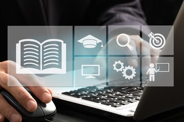 e-learning, online education concept, learn on internet concept