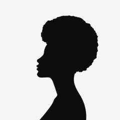 Silhouette of a young girl. African American woman profile. Vector illustration