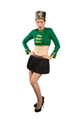 Portrait of a beautiful young woman in parade military dress