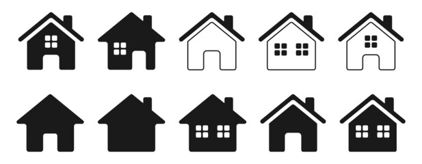 Set of home icons on a white background. Illustration