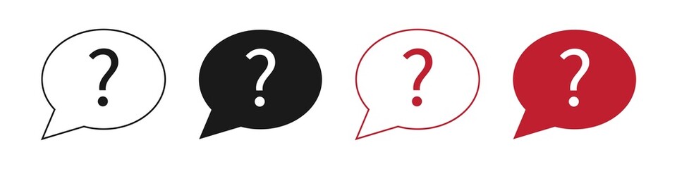 Set of Question mark icon on a white background. Chat question icon. Illustration