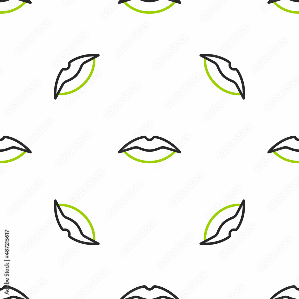 Poster line smiling lips icon isolated seamless pattern on white background. smile symbol. vector