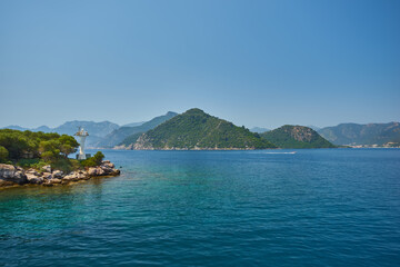 Fototapeta premium Rocky mountain Islands in the Bay of Marmaris. Seascape