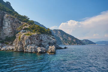Fototapeta premium Ship leaving the bay in Marmaris