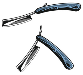 Vector razor blade image, isolated on white background. Logo design elements for barbershop.