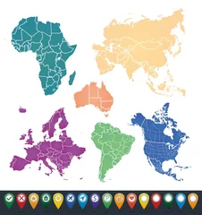 Foto op Plexiglas anti-reflex Territory of continents map - North America, South America, Europe, Australia, Africa, Asia © ad_hominem
