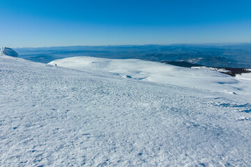 Fototapeta na wymiar Winter view of Vitosha Mountain near Cherni Vrah peak, Sofia City Region, Bulgaria