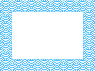 青海波シンプルフレーム：水色