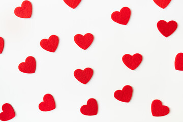 The background which consists of red hearts. Love concept, greeting card for valentine's day.