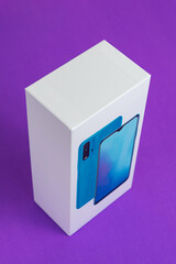 White cell phone box on the background