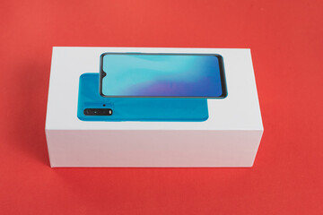 White cell phone box on the background