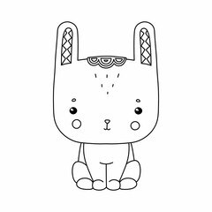 Rabbit bunny coloring page for coloring book vector