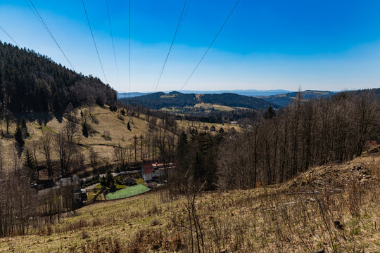 Beautiful landscape of mountains at sunny morning