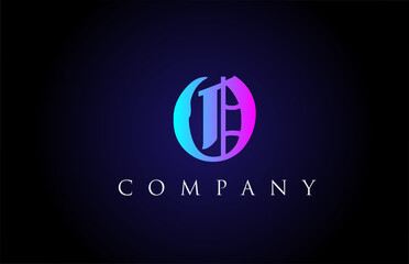 O vintage pink blue letter alphabet design. Creative logo icon template for business and company