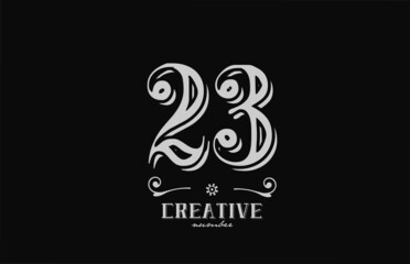 Obraz premium 23 number logo icon with black and white colors. Creative vintage template for company adn business