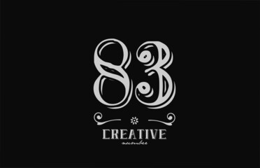 83 number logo icon with black and white colors. Creative vintage template for company adn business