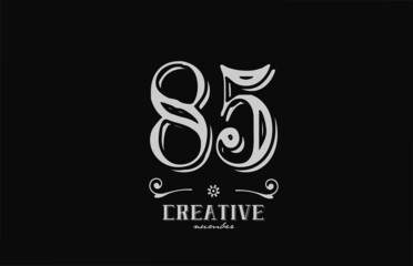 Fototapeta premium 85 number logo icon with black and white colors. Creative vintage template for company adn business