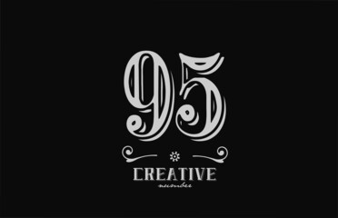 Fototapeta premium 95 number logo icon with black and white colors. Creative vintage template for company adn business