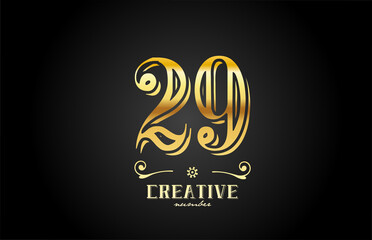 29 gold number logo icon design. Creative template for company and business