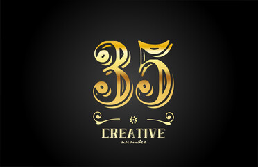 Obraz premium 35 gold number logo icon design. Creative template for company and business