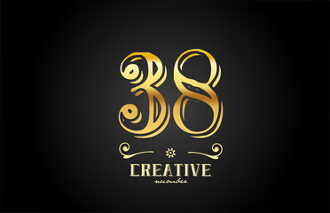 38 gold number logo icon design. Creative template for company and business