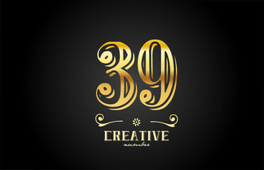 Obraz premium 39 gold number logo icon design. Creative template for company and business