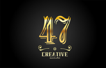 47 gold number logo icon design. Creative template for company and business