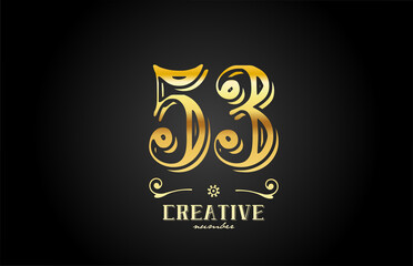 53 gold number logo icon design. Creative template for company and business
