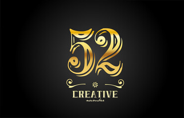 52 gold number logo icon design. Creative template for company and business