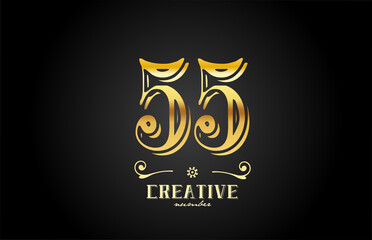 55 gold number logo icon design. Creative template for company and business