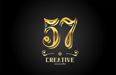 57 gold number logo icon design. Creative template for company and business