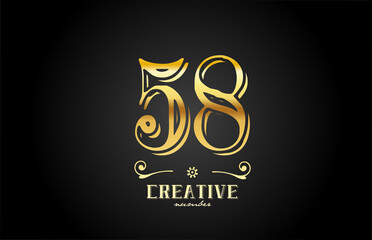 58 gold number logo icon design. Creative template for company and business