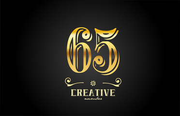 65 gold number logo icon design. Creative template for company and business - obrazy, fototapety, plakaty