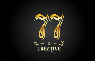 Obraz premium 77 gold number logo icon design. Creative template for company and business