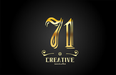 71 gold number logo icon design. Creative template for company and business