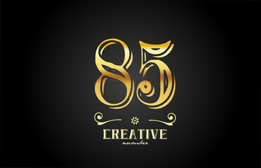 85 gold number logo icon design. Creative template for company and business