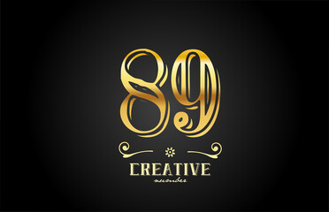 89 gold number logo icon design. Creative template for company and business