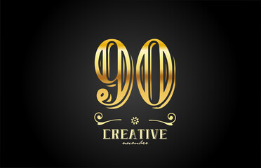 90 gold number logo icon design. Creative template for company and business