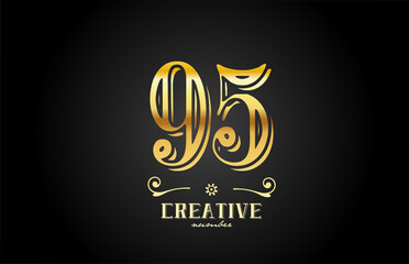 Fototapeta premium 95 gold number logo icon design. Creative template for company and business