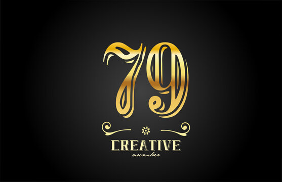 79 gold number logo icon design. Creative template for company and business