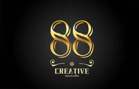 88 gold number logo icon design. Creative template for company and business
