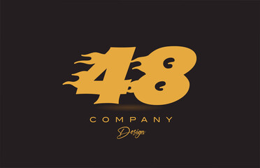 48 yellow number icon logo design. Creative template for business and company