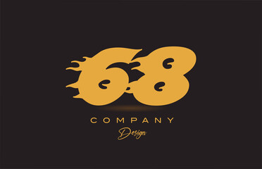 68 yellow number icon logo design. Creative template for business and company