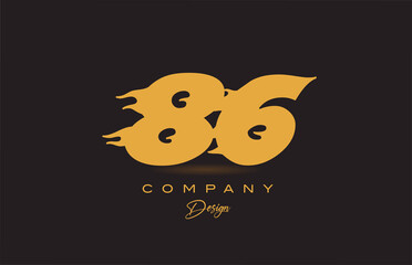 86 yellow number icon logo design. Creative template for business and company