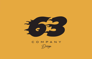 yellow 63 number logo icon design. Creative template for company