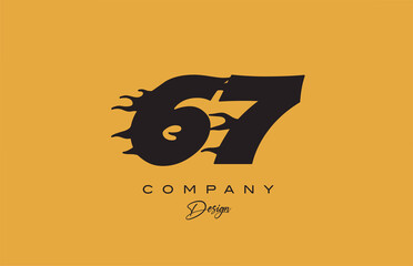 yellow 67 number logo icon design. Creative template for company