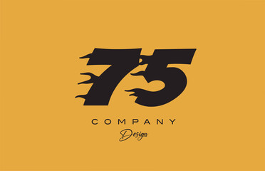 yellow 75 number logo icon design. Creative template for company