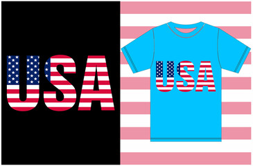 T-shirt With American Flag. American Gift for Wife, Husband, Girlfriend, Boyfriend.Typography Vector Design.