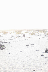 Girl at the sand beach desert Lanzarote
